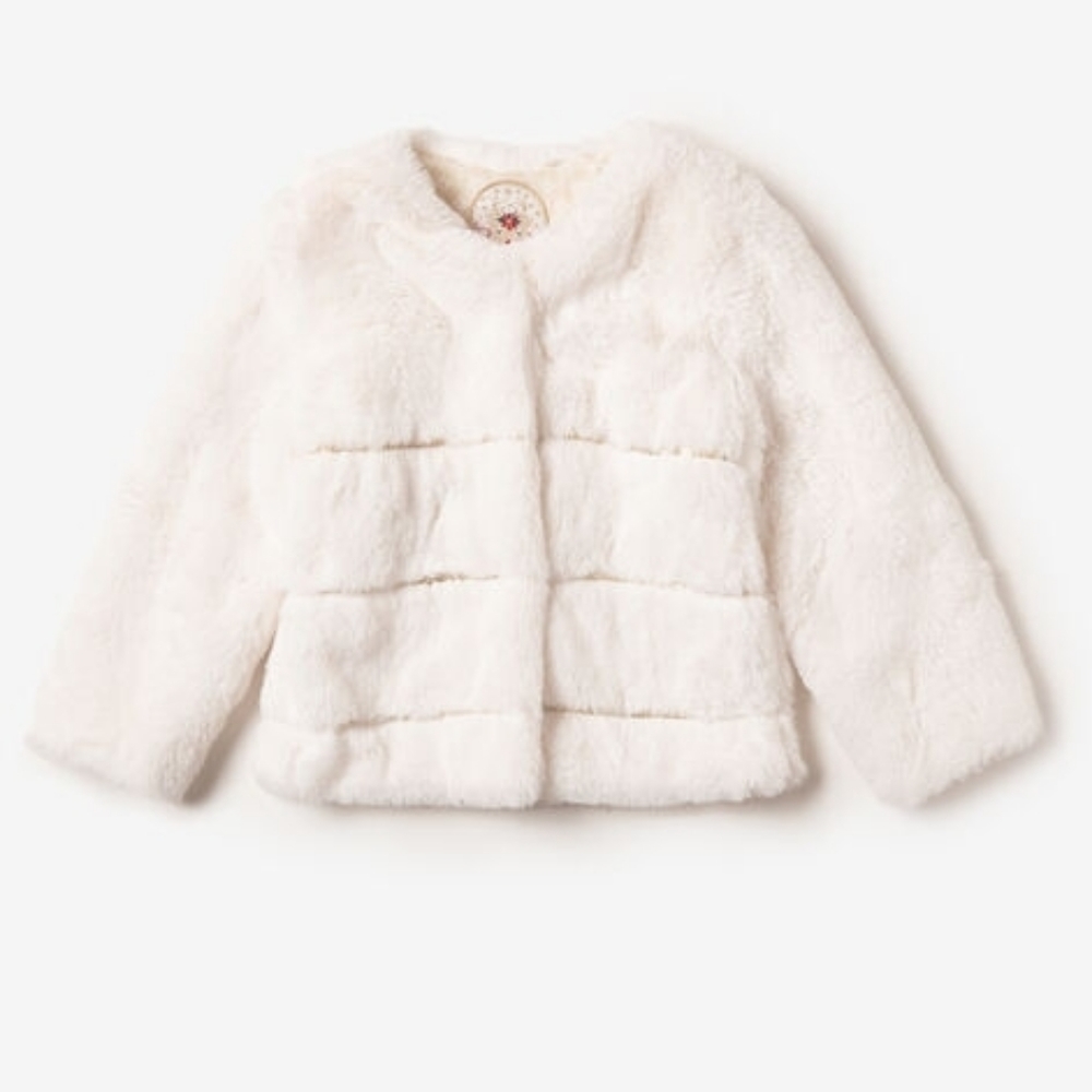 White Faux Fur Kids Jacket 3T